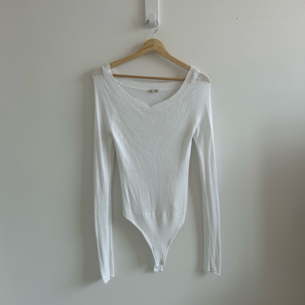 Free People White Knit Bodysuit
